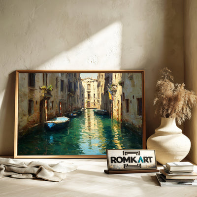 Venetian Canal Venice Harbor Seascape Oil Painting - image 6