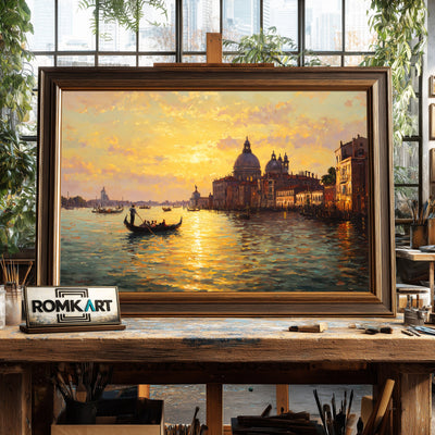 Venetian Lagoon at Sunset Waterscape Oil Painting - image 2