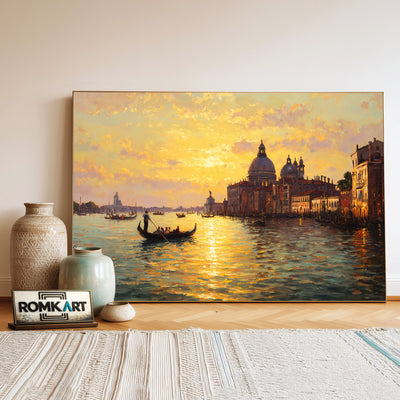 Venetian Lagoon at Sunset Waterscape Oil Painting - image 3