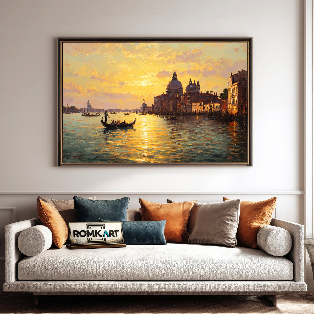 Venetian Lagoon at Sunset Waterscape Oil Painting - image 4