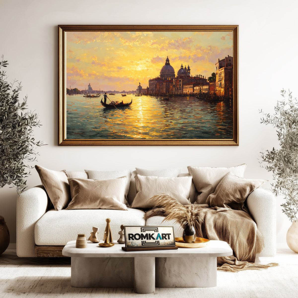 Venetian Lagoon at Sunset Waterscape Oil Painting - image 5