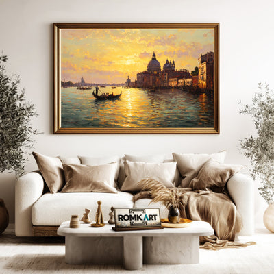 Venetian Lagoon at Sunset Waterscape Oil Painting - image 5