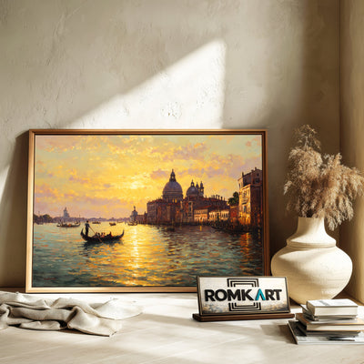 Venetian Lagoon at Sunset Waterscape Oil Painting - image 6