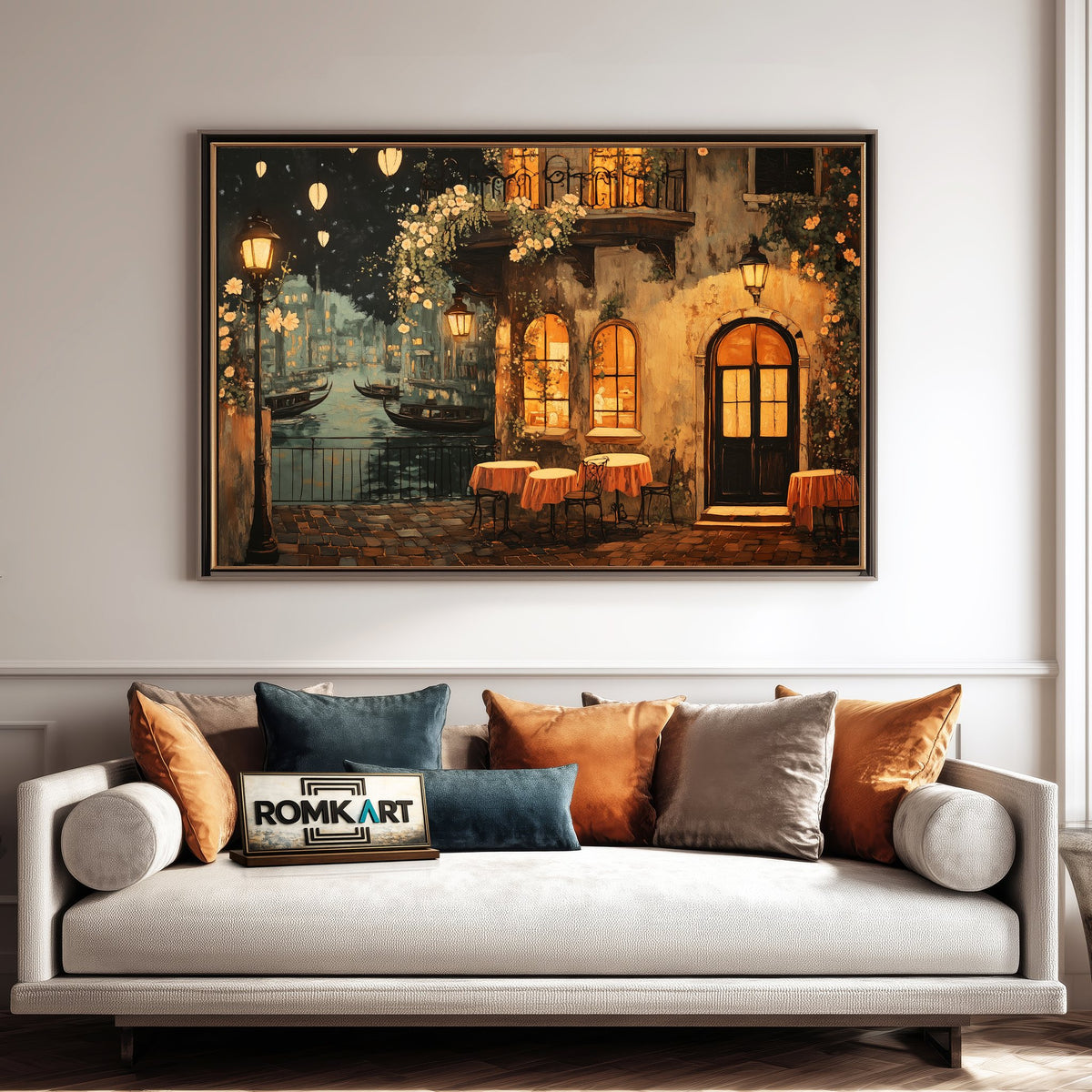 Venice Night Street Cityscape Oil Painting - image 4