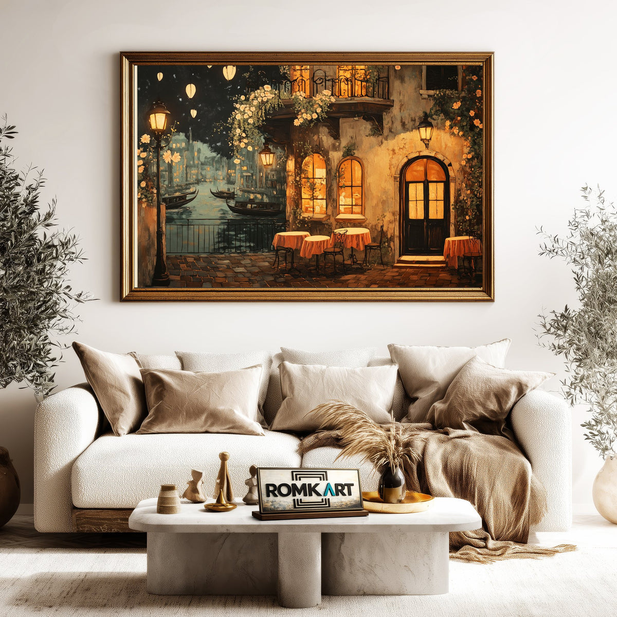 Venice Night Street Cityscape Oil Painting - image 5