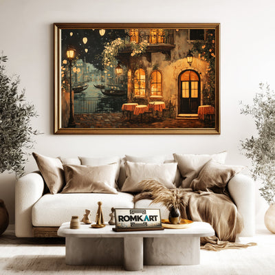 Venice Night Street Cityscape Oil Painting - image 5