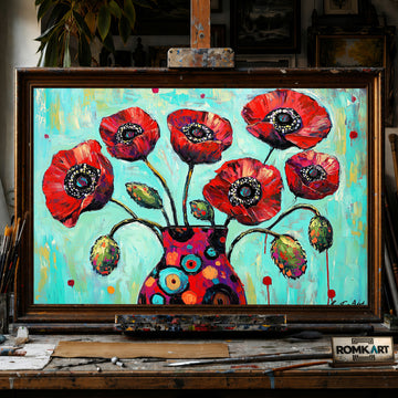 Vibrant Abstract Floral hand-painted oil painting on canvas