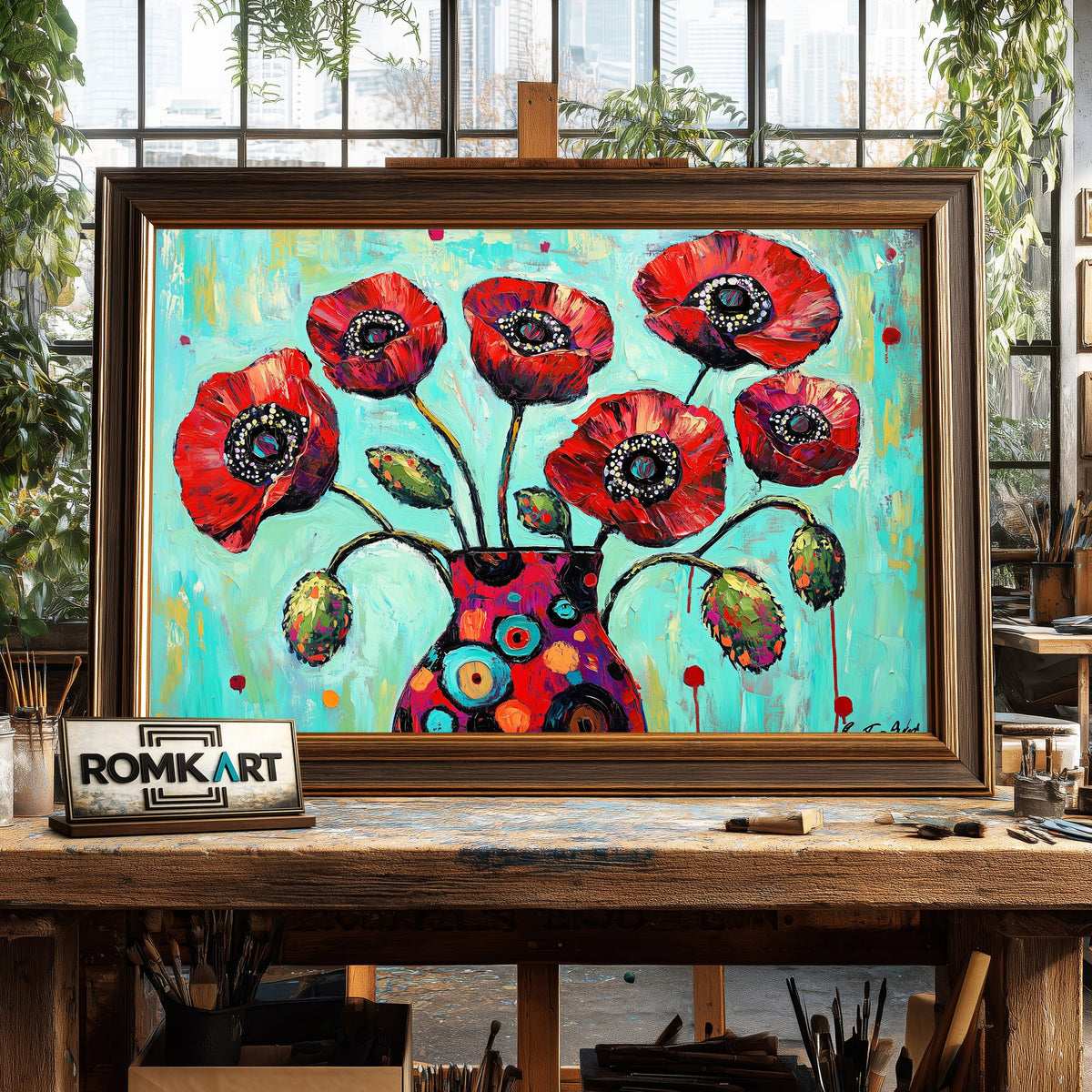 Vibrant Abstract Floral Oil Painting - image 2