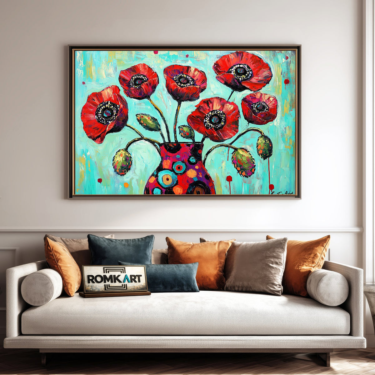 Vibrant Abstract Floral Oil Painting - image 4
