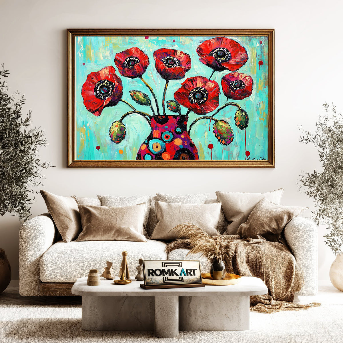Vibrant Abstract Floral Oil Painting - image 5