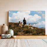 Victorian Countryside Family With Hunting Hounds Oil Painting - image 3