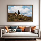 Victorian Countryside Family With Hunting Hounds Oil Painting - image 4