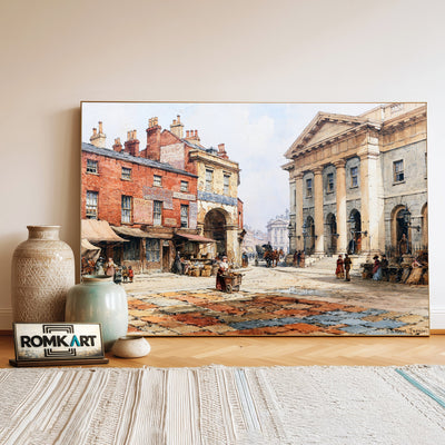Victorian English Street Cityscape Oil Painting - image 3