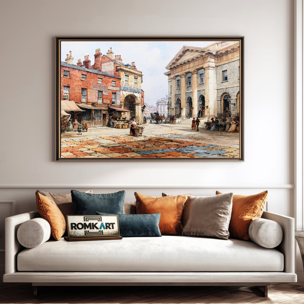 Victorian English Street Cityscape Oil Painting - image 4