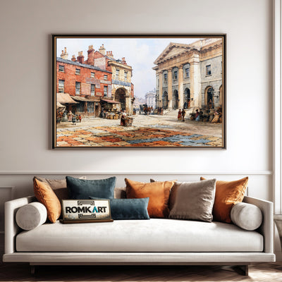Victorian English Street Cityscape Oil Painting - image 4