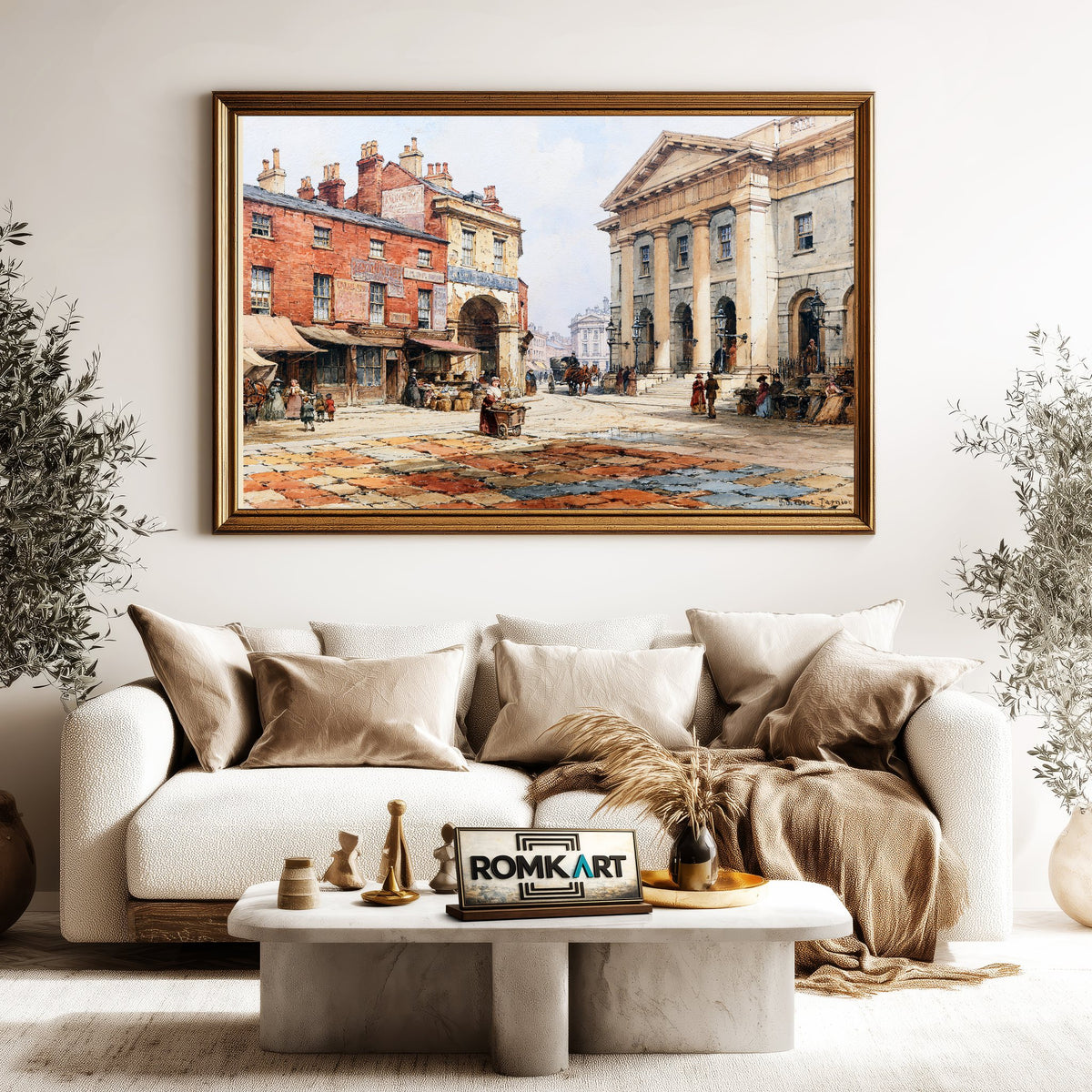 Victorian English Street Cityscape Oil Painting - image 5