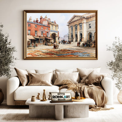 Victorian English Street Cityscape Oil Painting - image 5