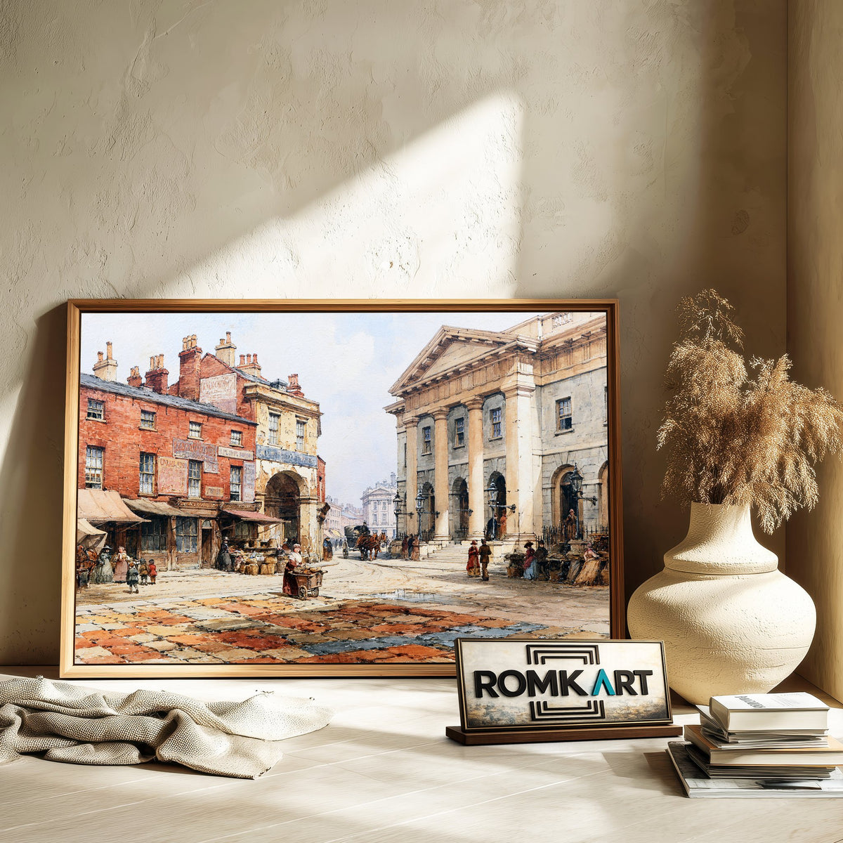 Victorian English Street Cityscape Oil Painting - image 6