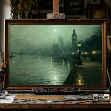 Victorian London Riverside hand-painted oil painting on canvas