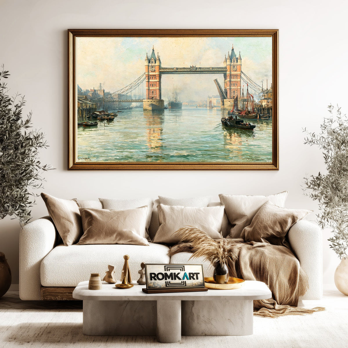 Victorian London Tower Bridge Architectural Oil Painting - image 5