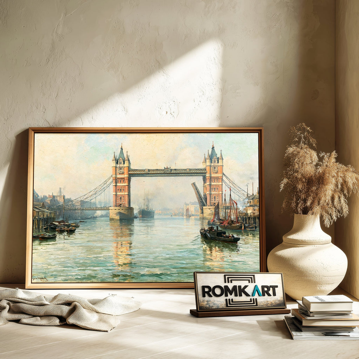 Victorian London Tower Bridge Architectural Oil Painting - image 6