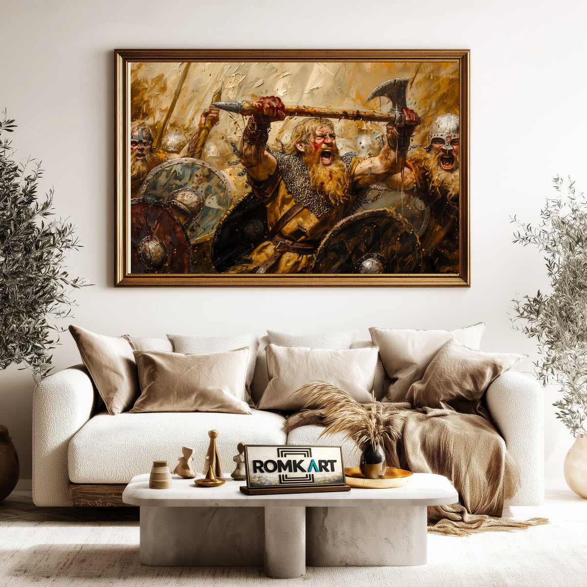 Viking Battle Historical Oil Painting - image 5