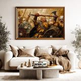 Viking Battle Historical Oil Painting - image 5