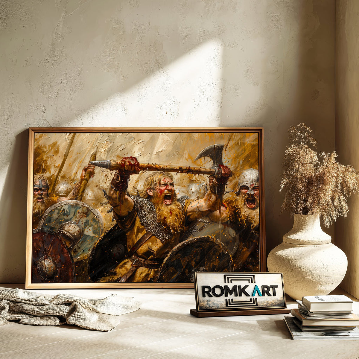 Viking Battle Historical Oil Painting - image 6