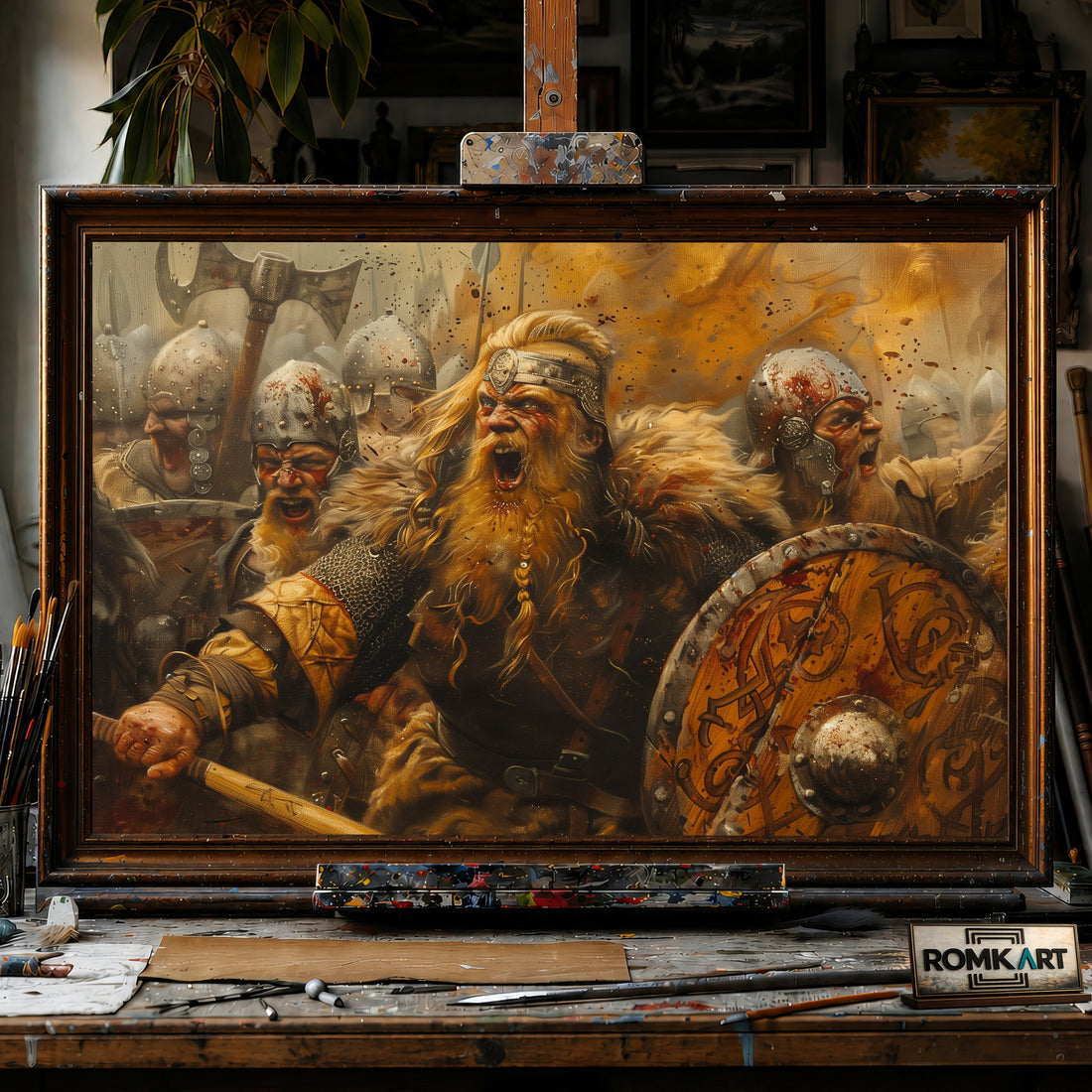 Viking Warrior hand-painted oil painting on canvas