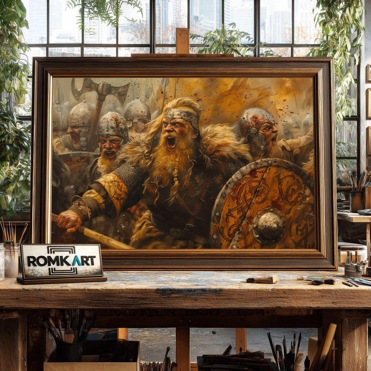 Viking Warrior Historical Oil Painting - image 2