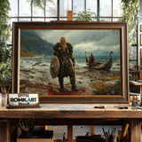 Viking Warrior Standing Historical Oil Painting - image 2