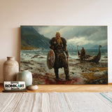 Viking Warrior Standing Historical Oil Painting - image 3