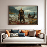 Viking Warrior Standing Historical Oil Painting - image 4
