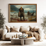 Viking Warrior Standing Historical Oil Painting - image 5
