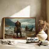 Viking Warrior Standing Historical Oil Painting - image 6