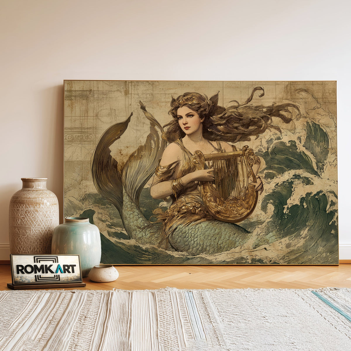 Vintage European-style Mermaid Fantasy Oil Painting - image 3
