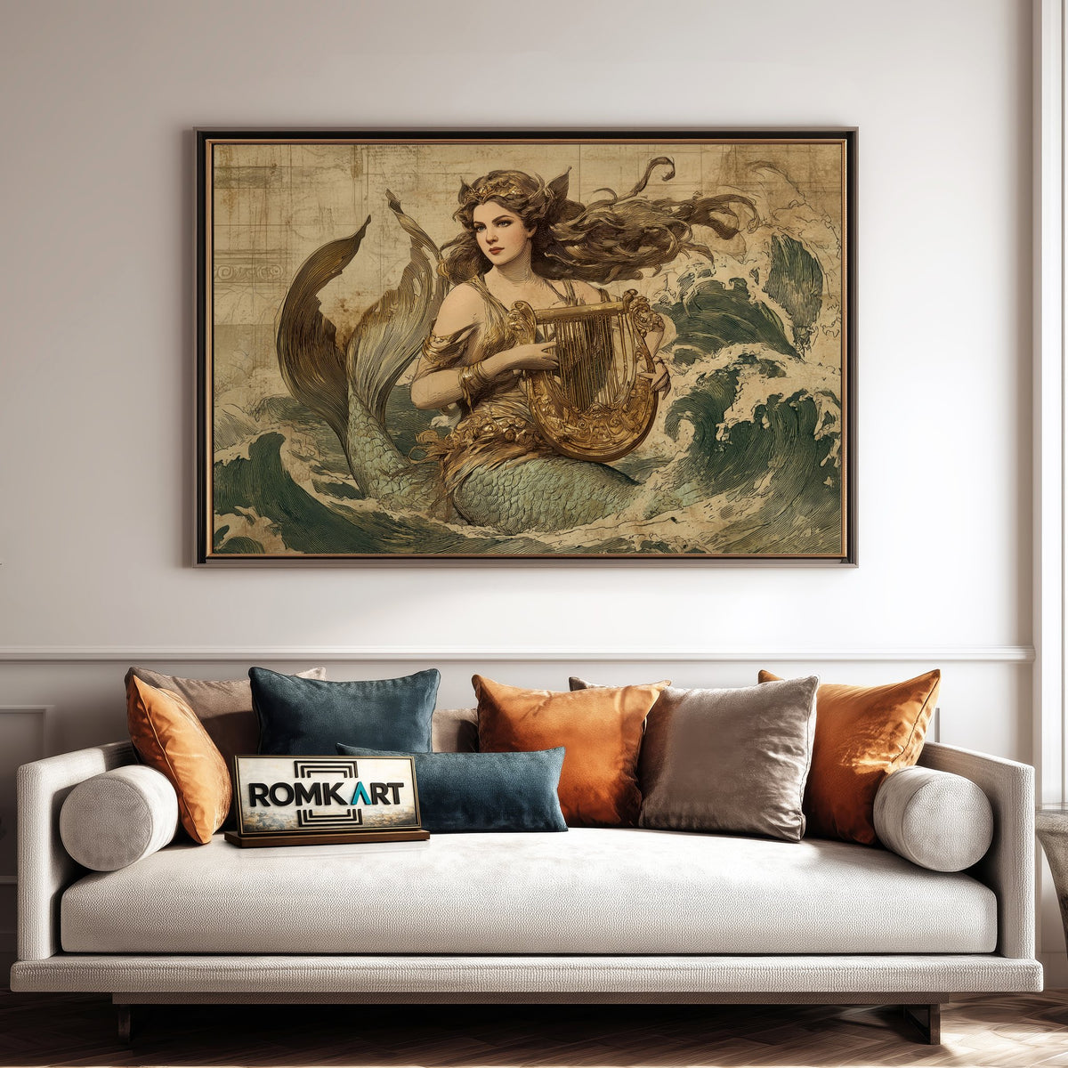 Vintage European-style Mermaid Fantasy Oil Painting - image 4