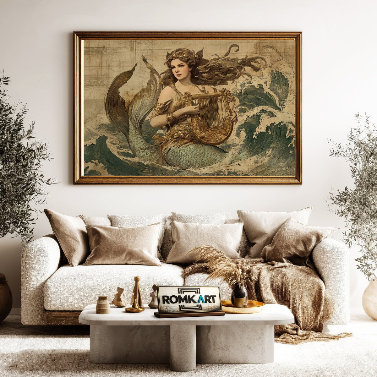 Vintage European-style Mermaid Fantasy Oil Painting - image 5