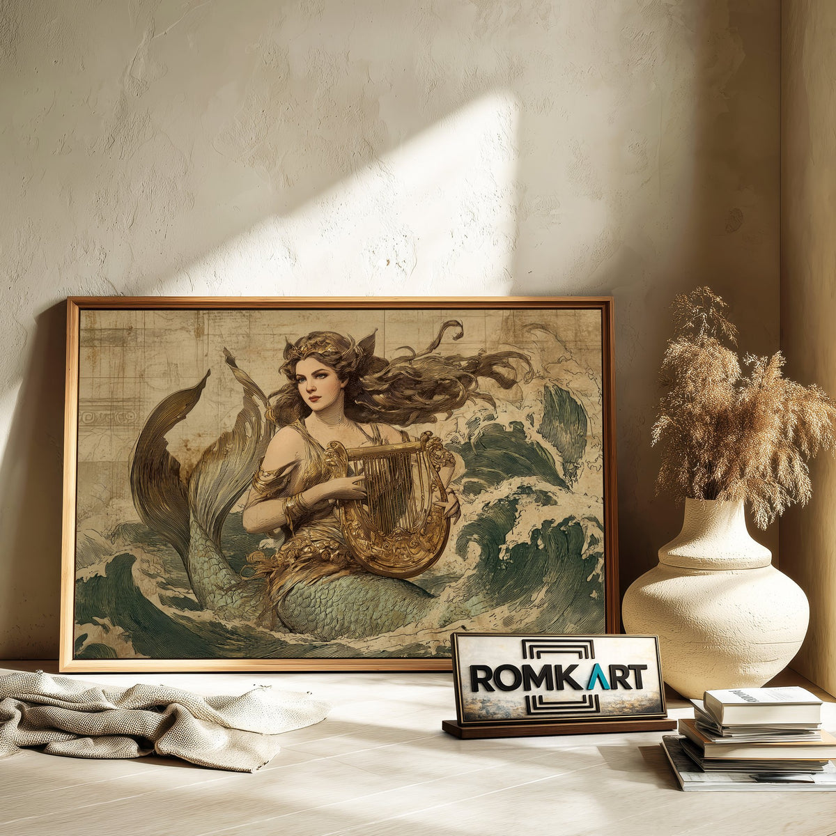 Vintage European-style Mermaid Fantasy Oil Painting - image 6