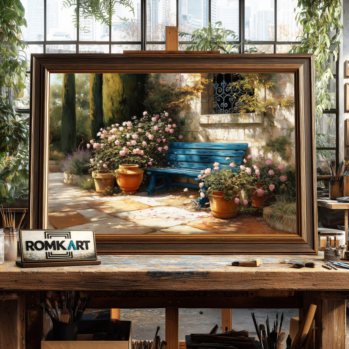 Vintage Mediterranean Garden Botanical Oil Painting - image 2