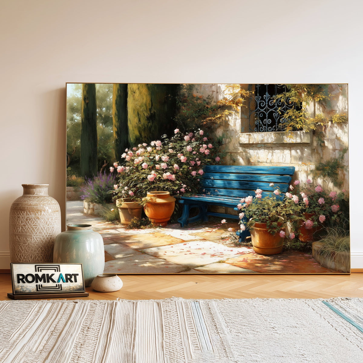 Vintage Mediterranean Garden Botanical Oil Painting - image 3