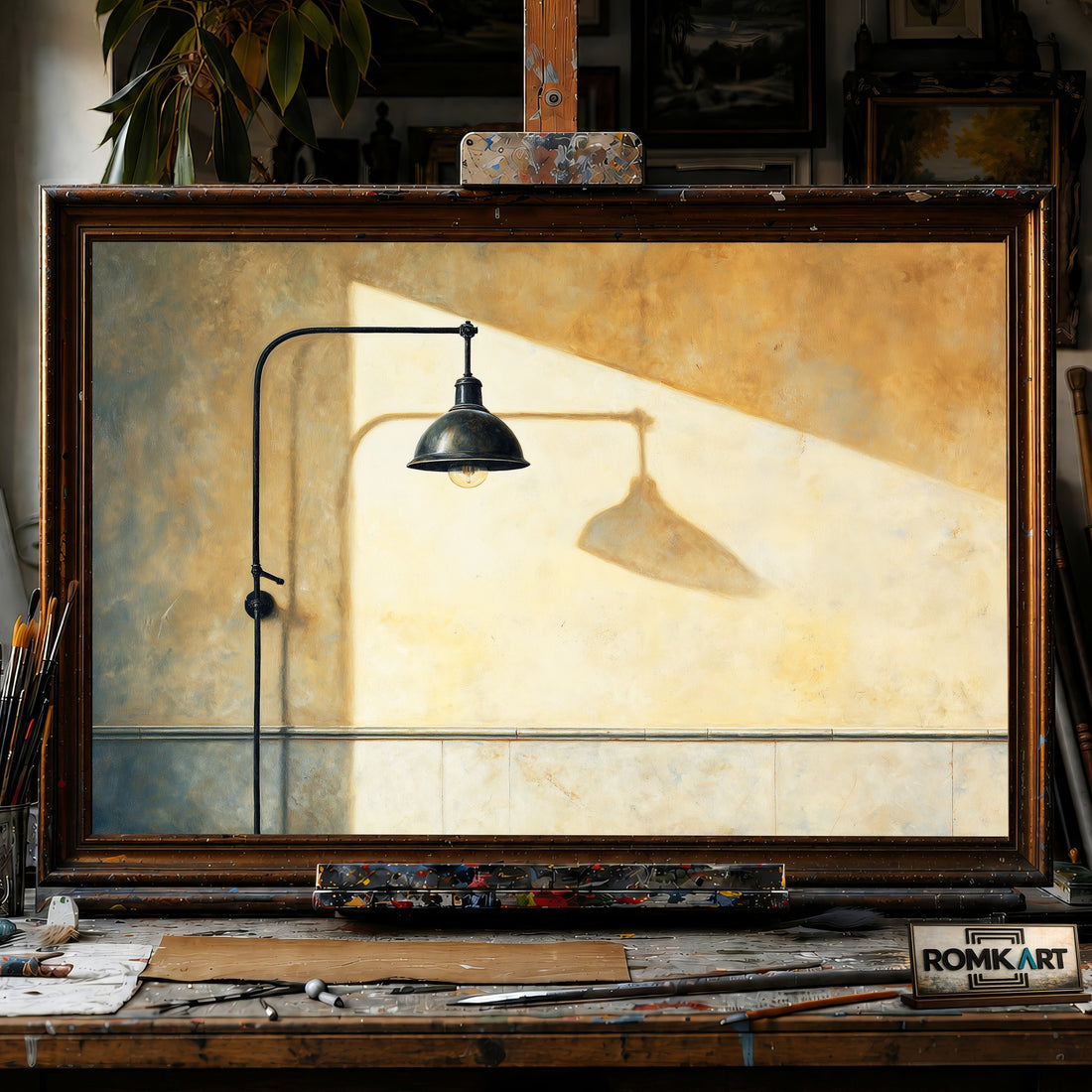 Wall Lamp - Hand-Painted Oil Painting - View 1