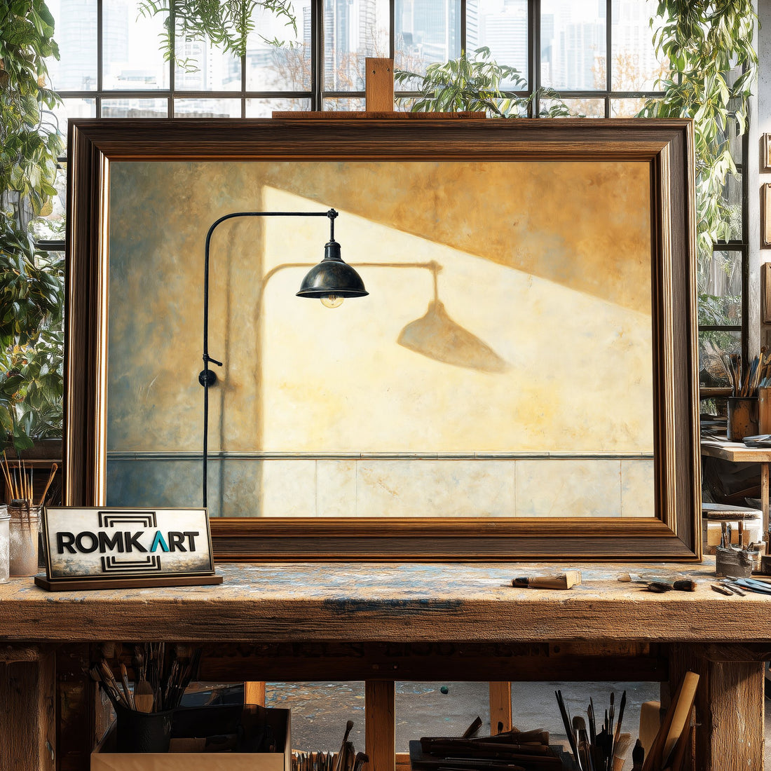 Wall Lamp - Hand-Painted Oil Painting - View 1