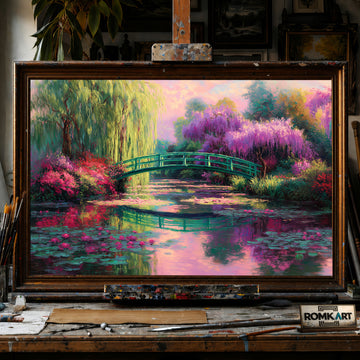 Water Garden in Full Bloom hand-painted oil painting on canvas
