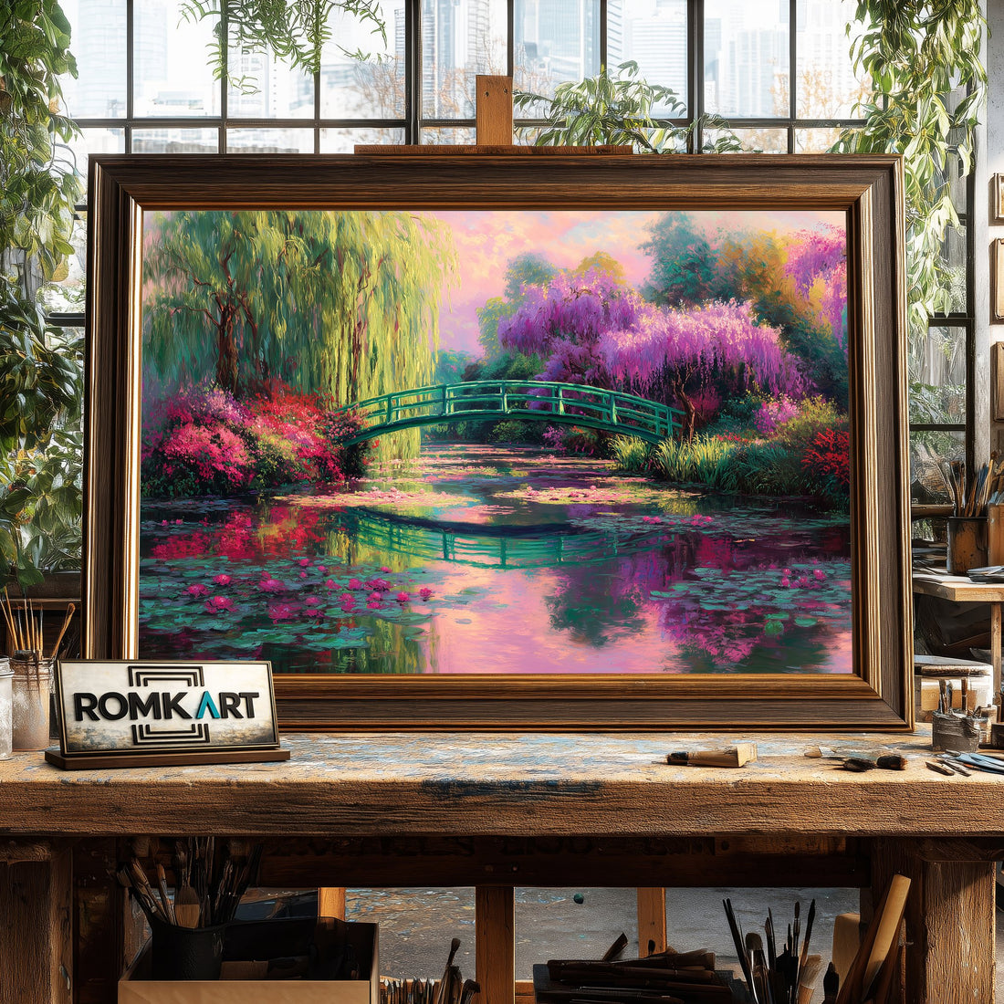 Water Garden in Full Bloom hand-painted oil painting on canvas