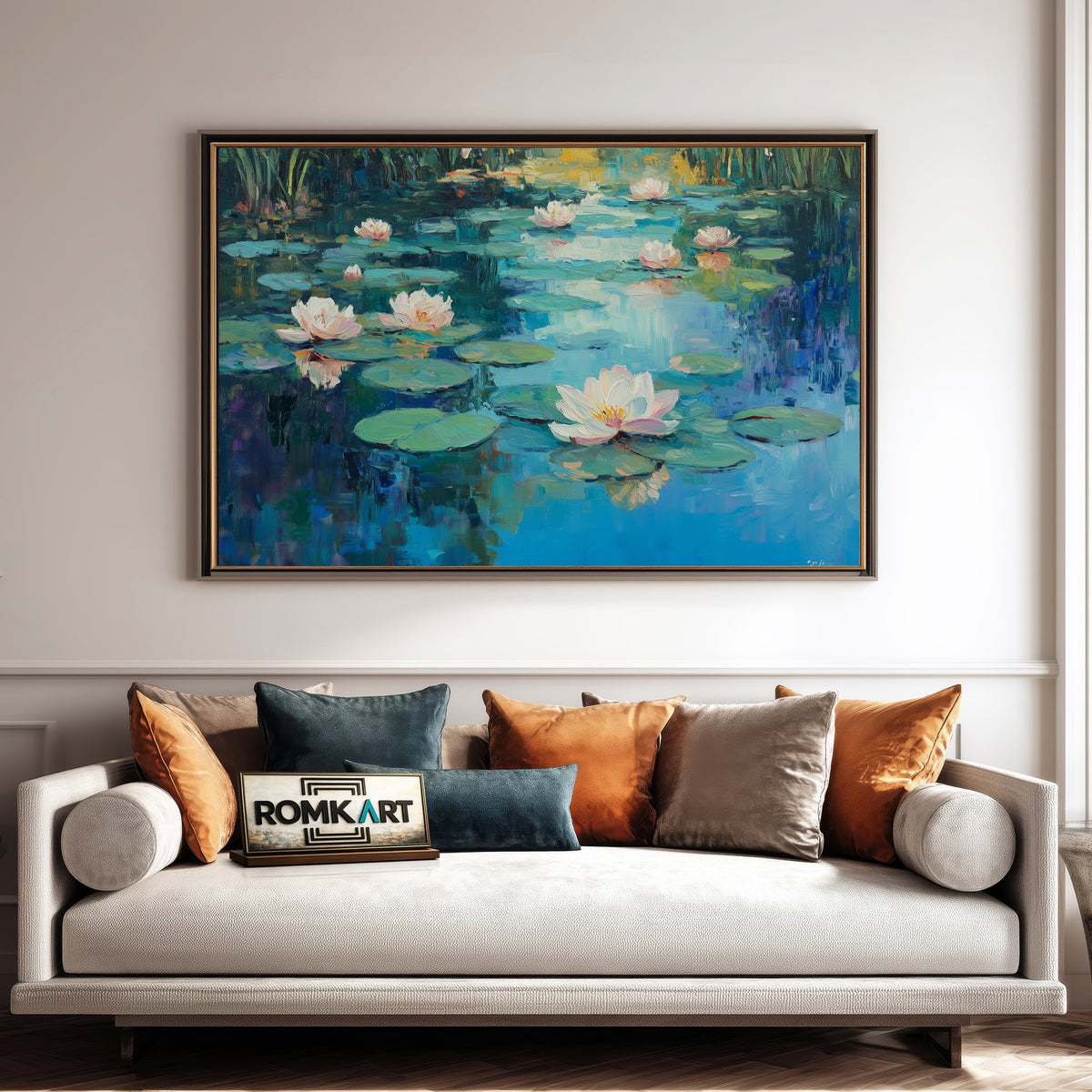 Water Lilies Floral Oil Painting - image 4