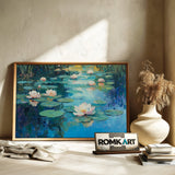 Water Lilies Floral Oil Painting - image 6