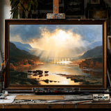 Welsh River Landscape - Hand-Painted Oil Painting - View 1