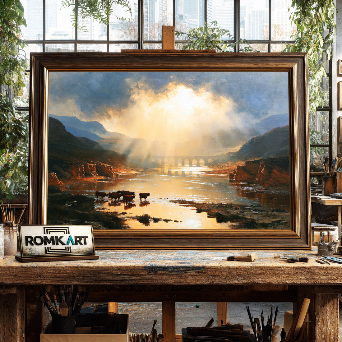 Welsh River Landscape - Hand-Painted Oil Painting - View 1