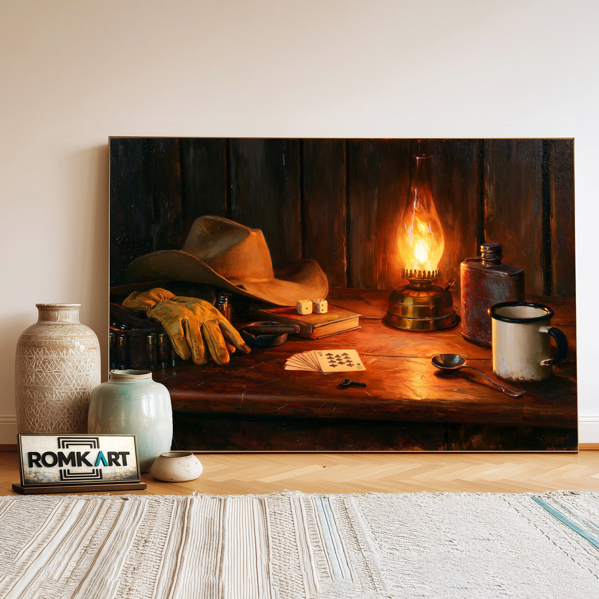 Western Cowboy Room Figurative Oil Painting - image 3